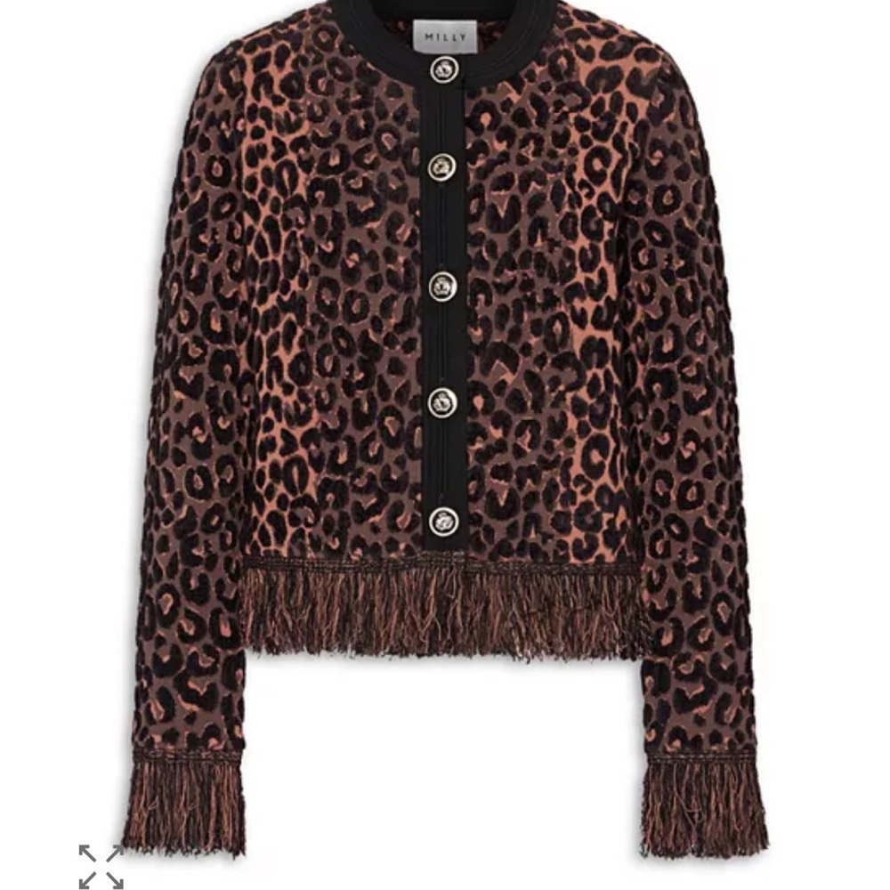MILLY Leopard Print Fringe Cardigan - SM - New With Tags